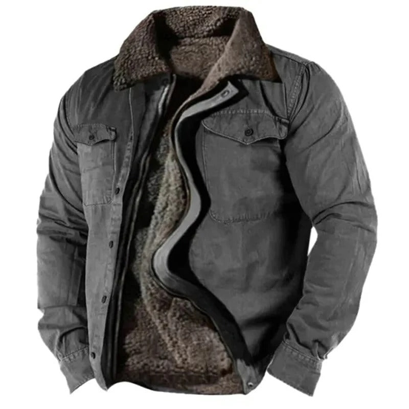 Barn Jacket for Women — Suede-Finish Cotton Blend, Button Front, Western in Dark Gray