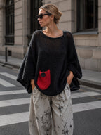 Detail of the textured wool blend knit surface