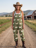 Sage green strap jumpsuit for women, front view