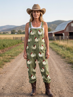 Sage green strap jumpsuit for women, front view