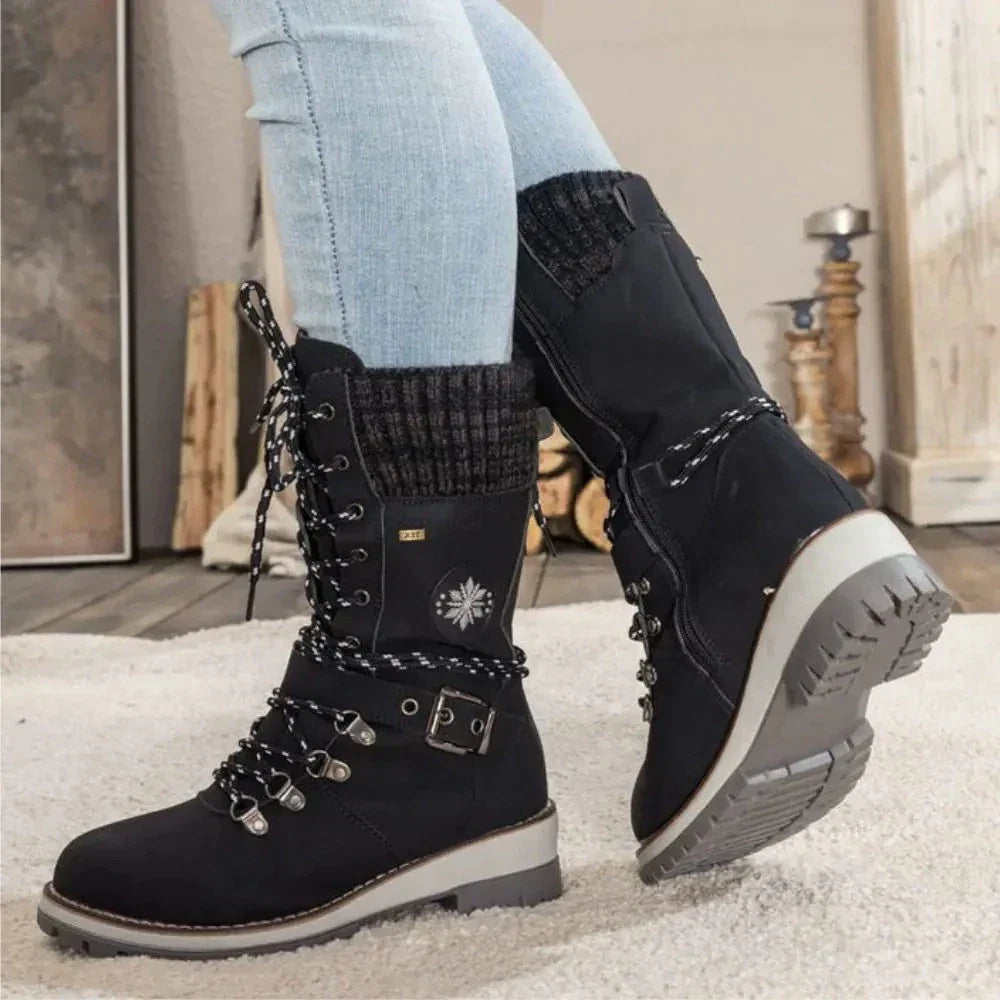 Orthopedic Winter Boots for Women — Waterproof, Anti-Slip Rubber Sole in Black