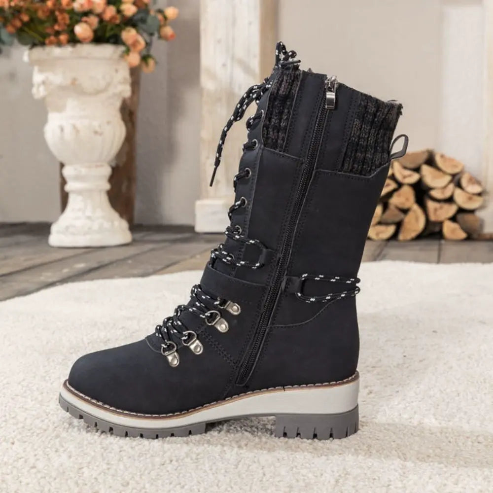 Women's waterproof winter boots shown in light grey
