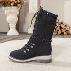 Women's waterproof winter boots shown in light grey