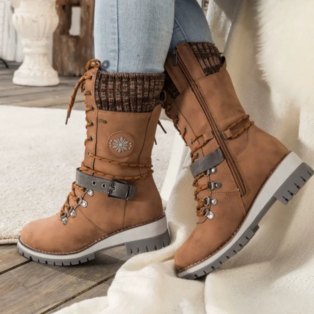 Orthopedic Winter Boots for Women — Waterproof, Anti-Slip Rubber Sole in Brown