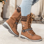 Close view of the boot collar and lining on the women's winter boot