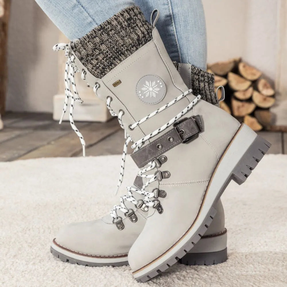 Orthopedic Winter Boots for Women — Waterproof, Anti-Slip Rubber Sole in Light Gray