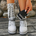 Orthopedic winter boots for women in red, side profile