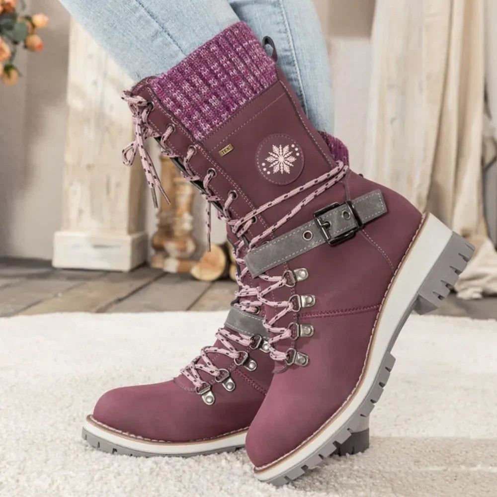 Orthopedic Winter Boots for Women — Waterproof, Anti-Slip Rubber Sole in Purple