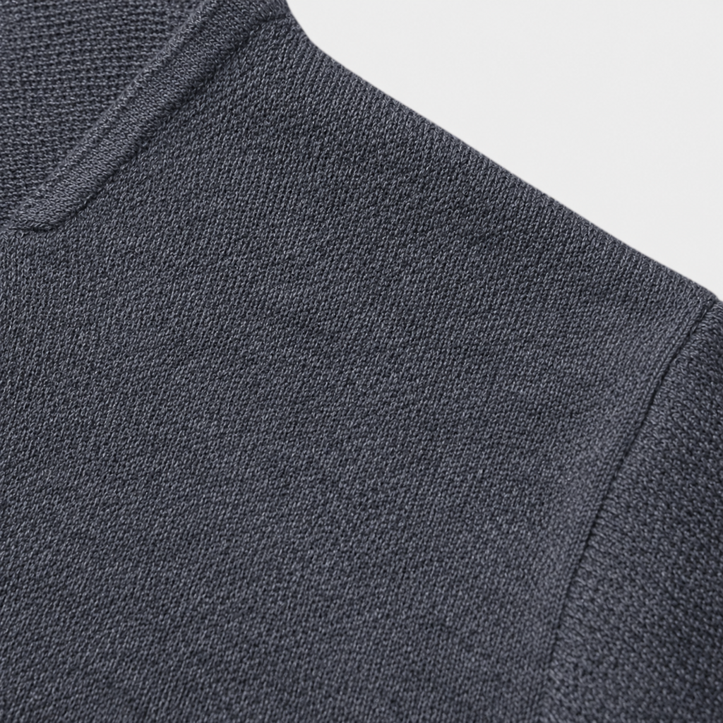 Close-up of the cardigan knit texture and button front