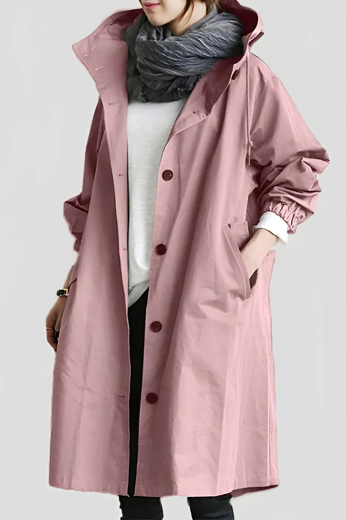 Hooded Raincoat for Women — Waterproof Cotton Blend, Oversized, S to 5XL in Pink