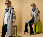 Back view of the oversized hooded raincoat for women