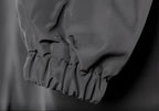 Waterproof cotton blend fabric close up on the women's raincoat