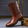 Men's casual leather boots — side profile of the full boot
