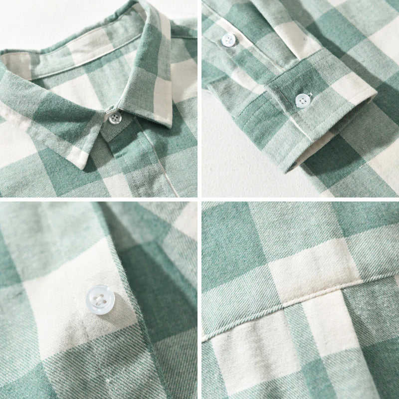Adjustable cuff detail on the long sleeve cotton shirt