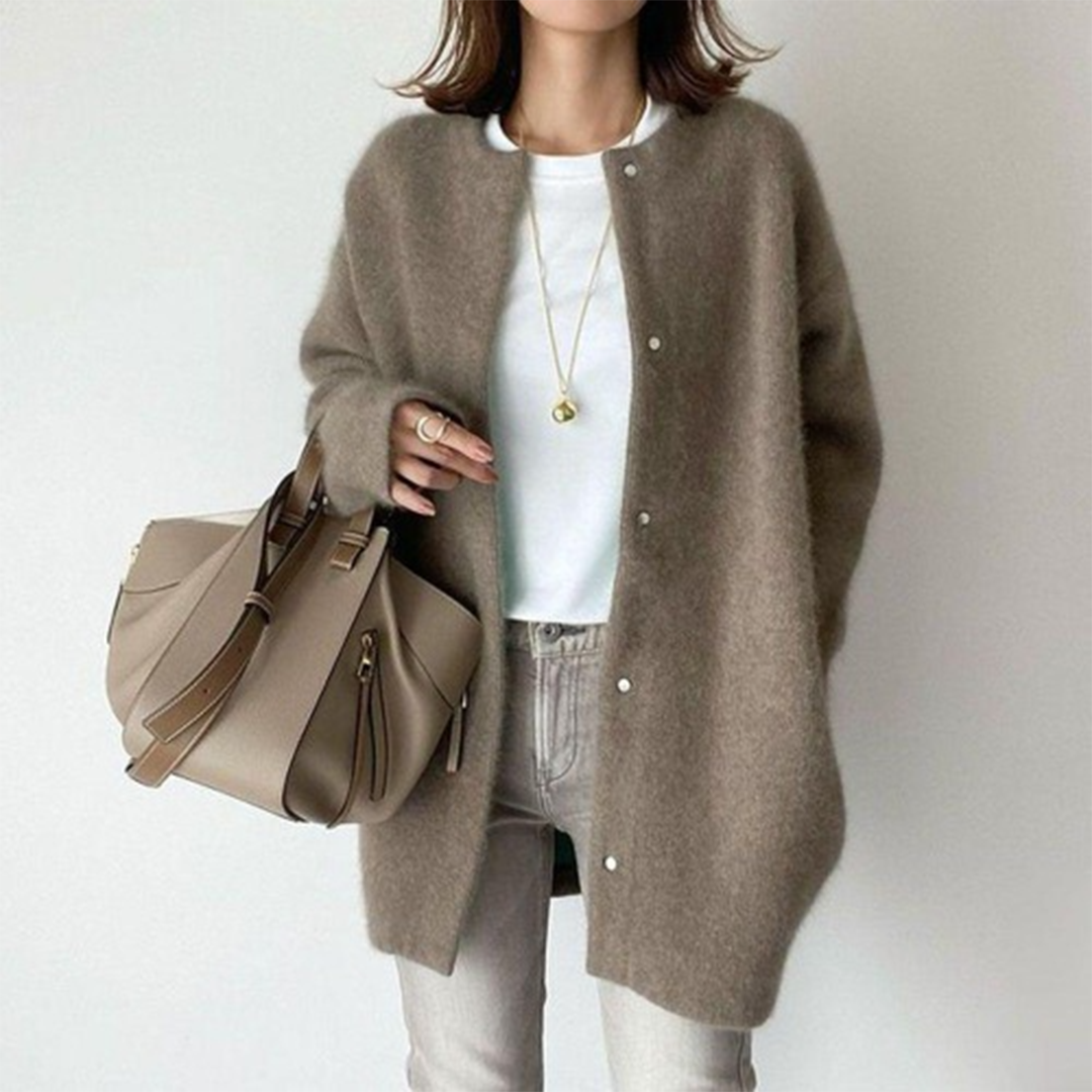 Lightweight cardigan sweater in brown