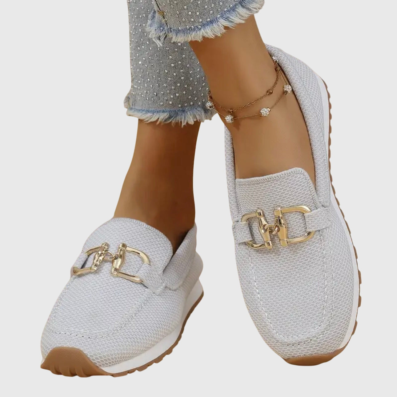 Lightweight shock-absorbing sole on a womens slip on loafer
