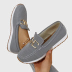 Comfortable slip on loafers for women shown in four colours