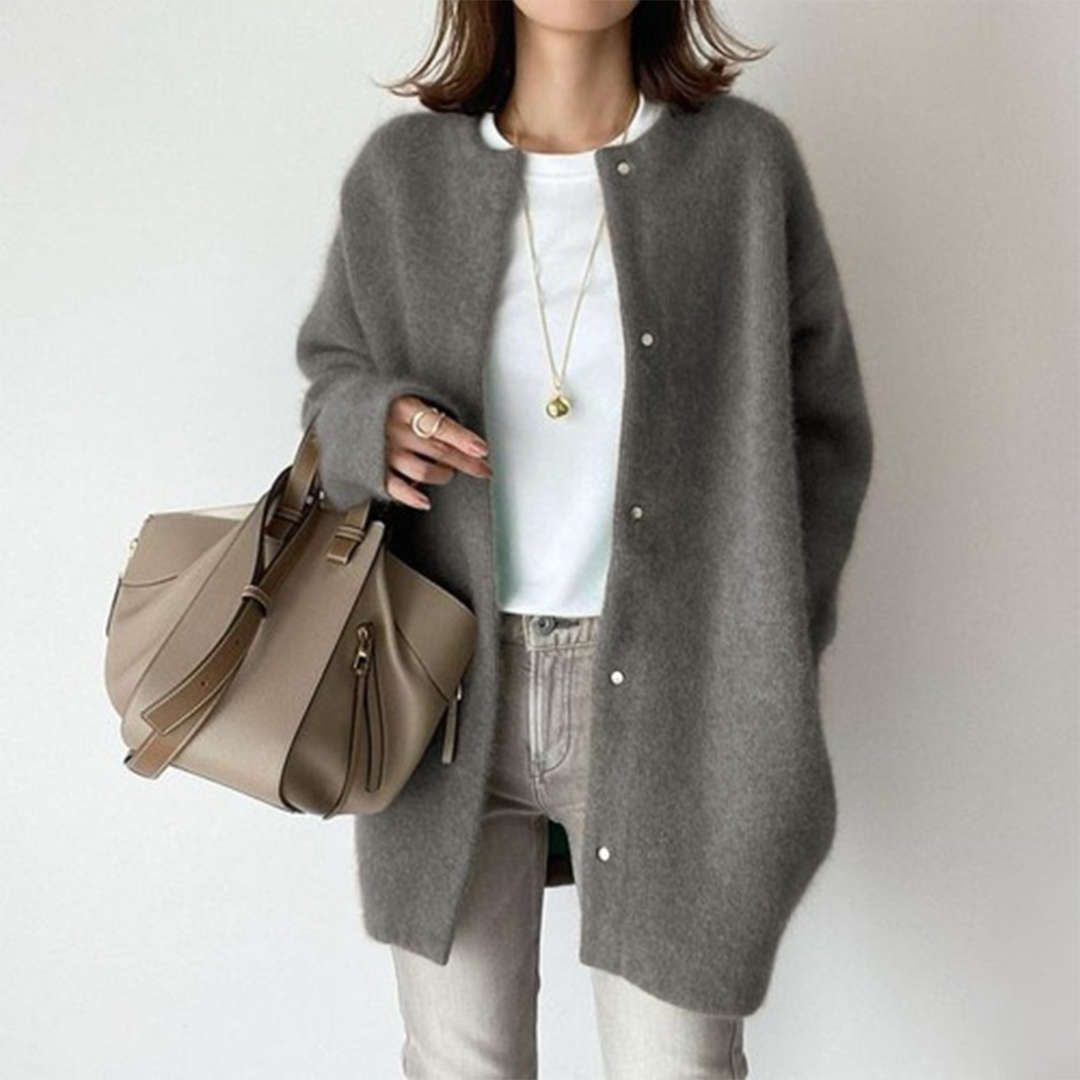 Lightweight cardigan sweater in gray