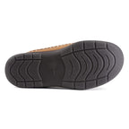 Men's moccasin slippers shown in all four colours