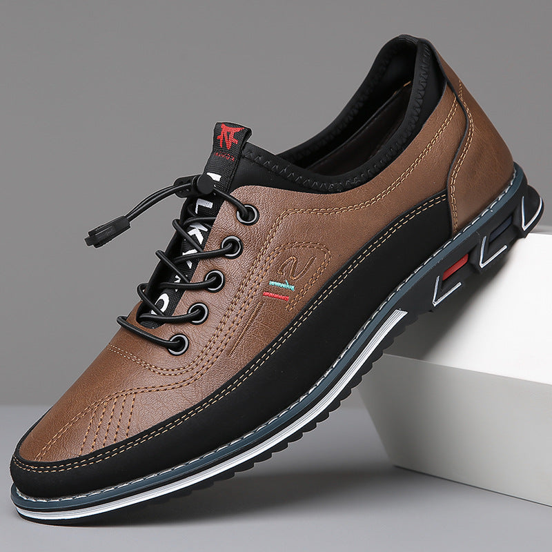 Chestnut tan mens dress shoe showing the lace-up upper