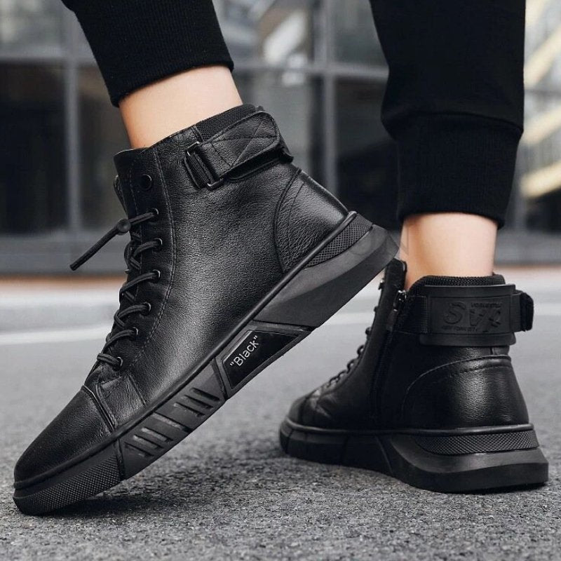 Men's walking shoes seen from above showing the wide toe box