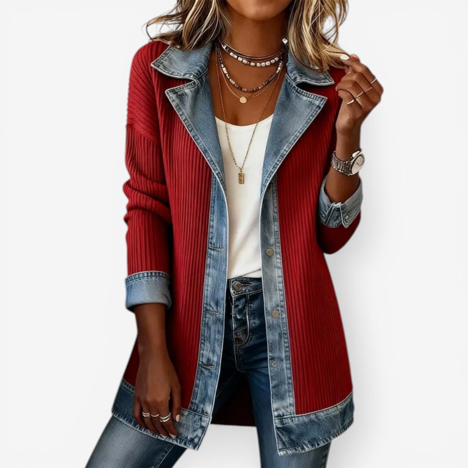 Shirt jacket — full-length view on model