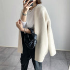 Close-up of the soft knit fabric and relaxed drape