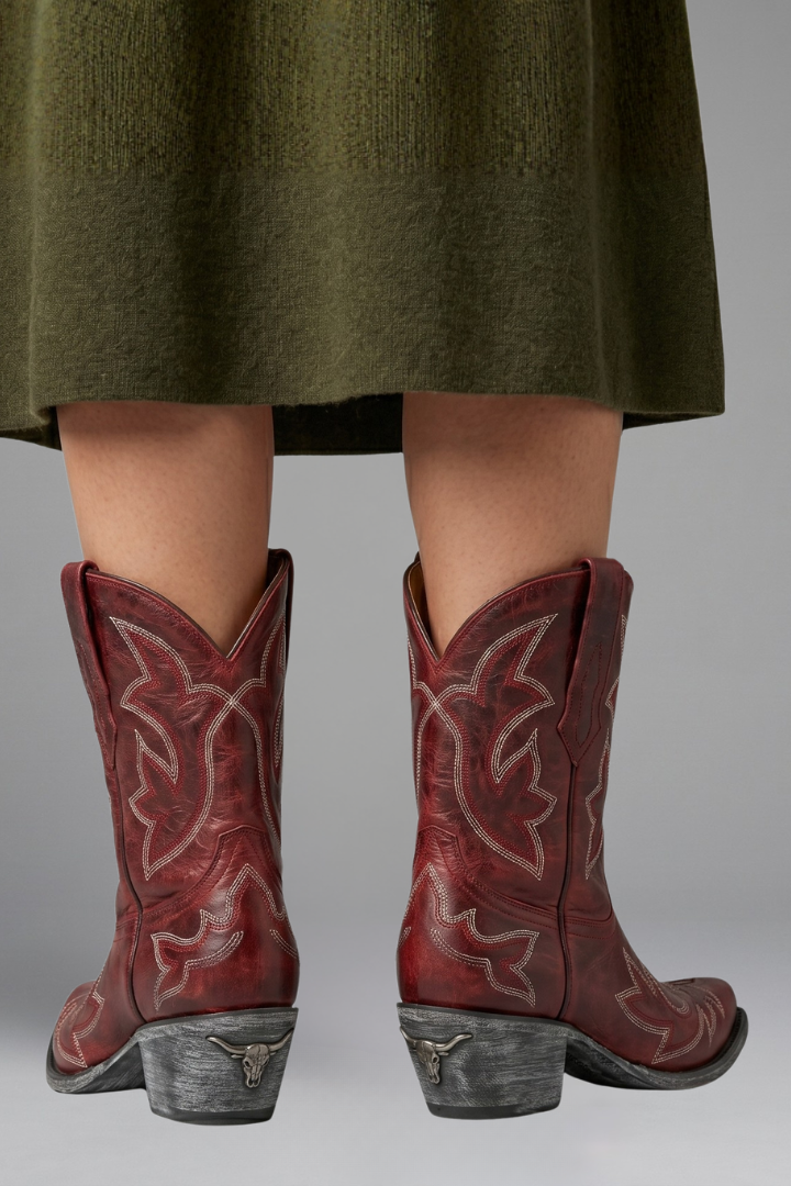 Embroidered cowgirl boots for women, pointed toe detail