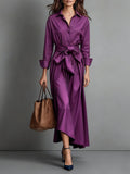 Long sleeve shirt maxi dress — close-up of the fabric and stitching