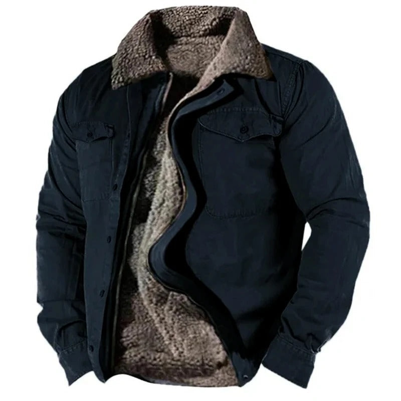 Barn Jacket for Women — Suede-Finish Cotton Blend, Button Front, Western in Navy Blue