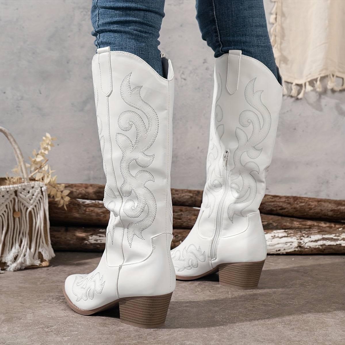 Tall cowgirl boots — side profile of the full boot
