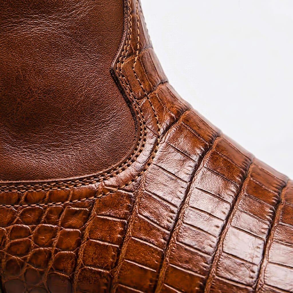 Men's casual leather boots — close-up of the heel and outsole
