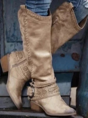 Knee high boots with zipper — pair shown together