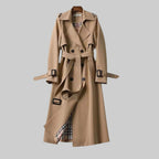Belted trench coat — front view on model