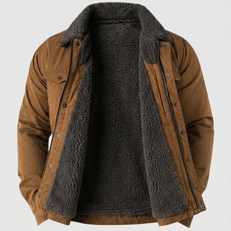 Barn jacket — back view on model