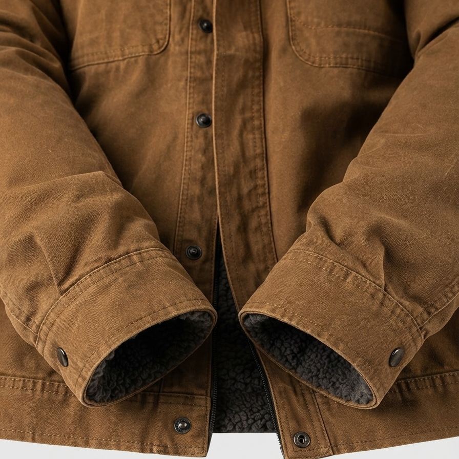 Barn jacket — detail of the front closure