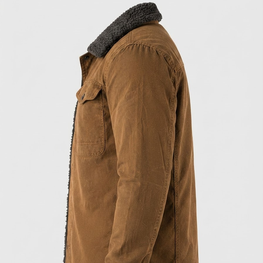 Barn jacket — full-length view on model