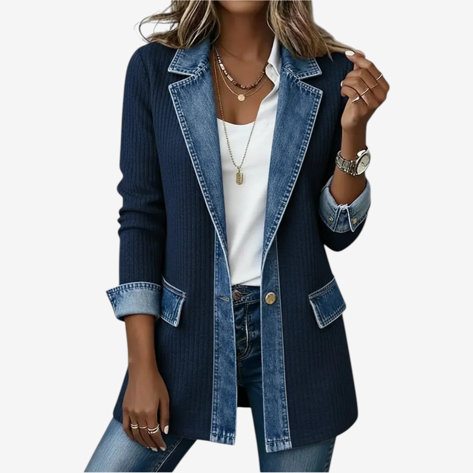 Shirt jacket — side view on model