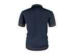 Close-up of the knit polo collar and button placket
