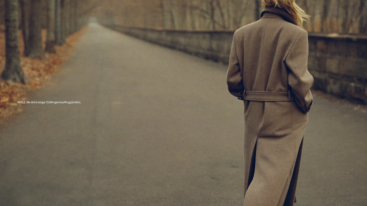 Keuce autumn campaign — wool coat on an autumn path
