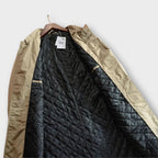 Close-up of the weather-resistant fabric on the men's coat