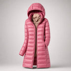 Lightweight down puffer jacket for women, angled view in an alternate colour